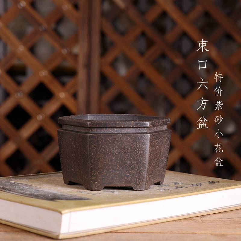 Bonsai Garden Chinese Garden - Hexagon Bonsai Pot, Purple Sand, Nature