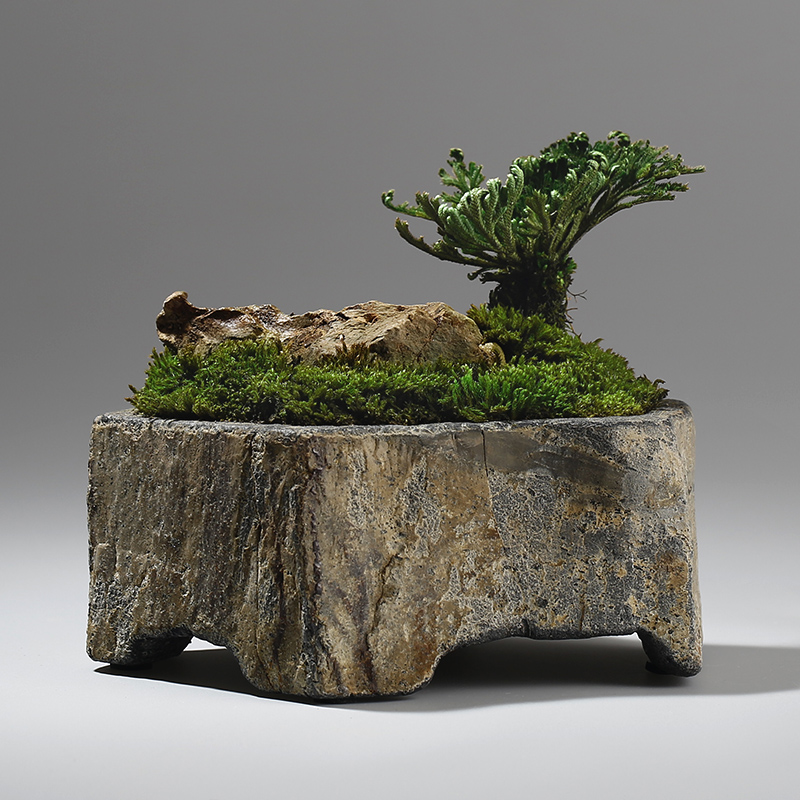 Basalt Natural Stone Flower Po – Bonsai Garden Chinese Garden recenzja i cena